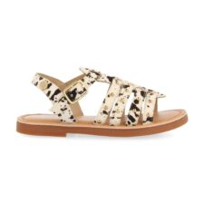 Sandale din piele cu par scurt si cu nituri