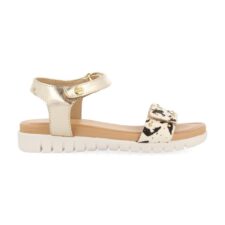 Sandale din piele cu par scurt si piele