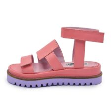 Sandale din piele cu talpa contrastanta