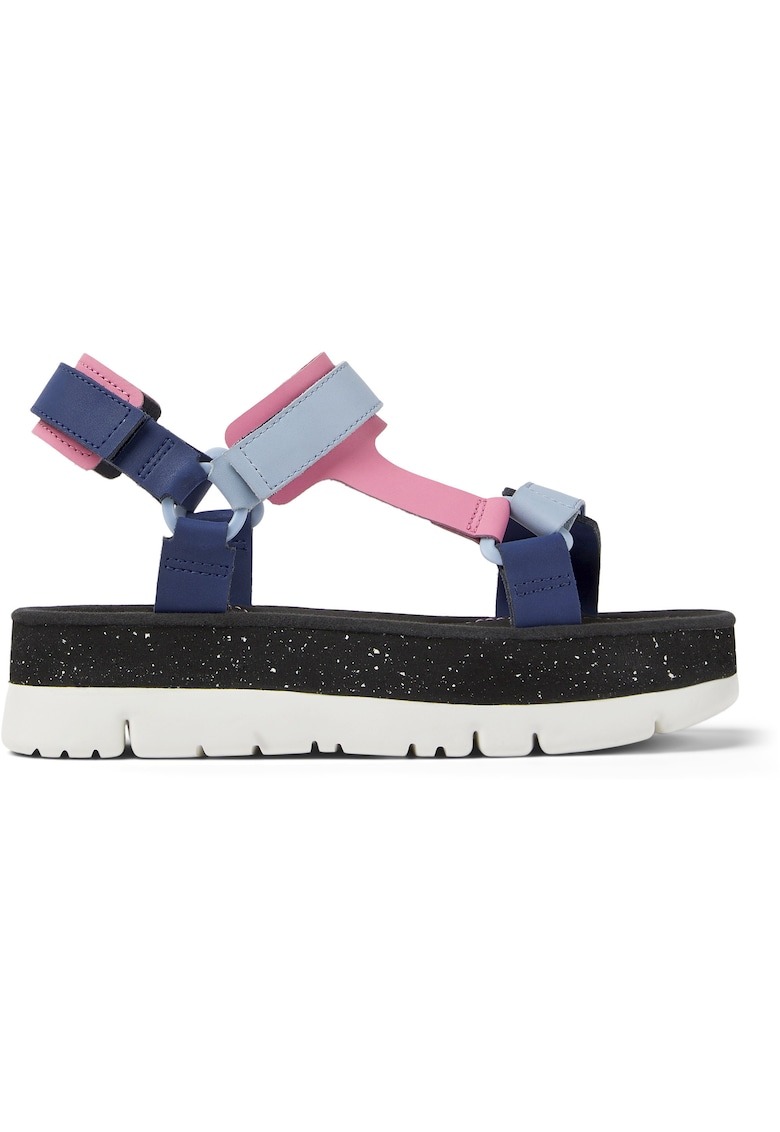 Sandale din piele cu talpa flatform si inchidere velcro 1 Sandale din piele cu talpa flatform si inchidere velcro