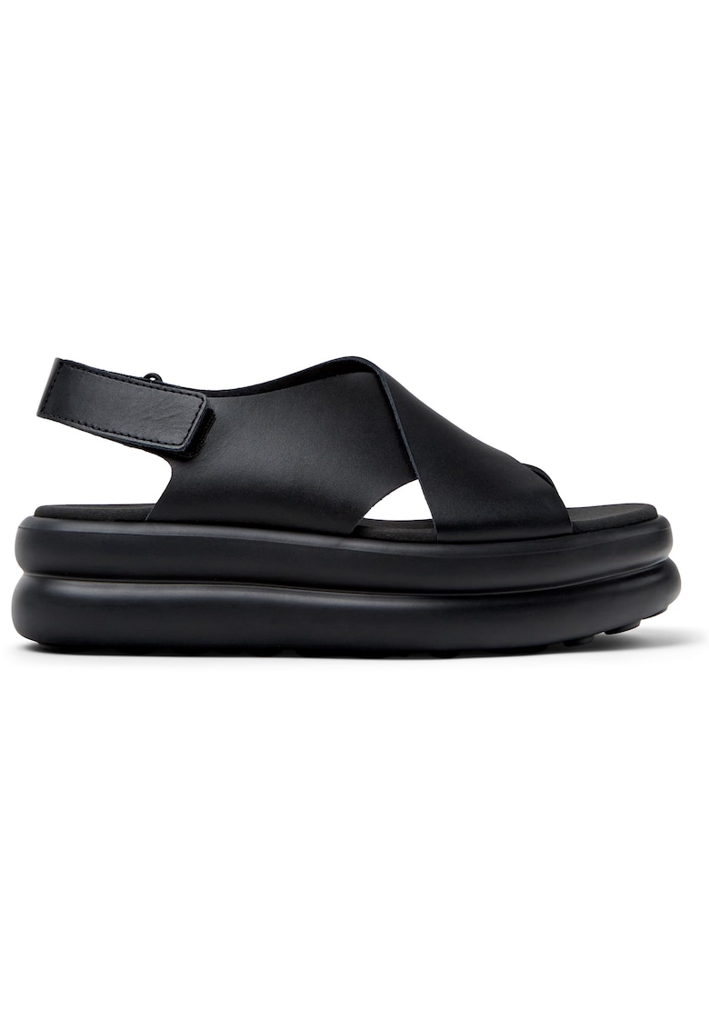 Sandale din piele cu talpa flatform si segment cu inchidere velcro 1 Sandale din piele cu talpa flatform si segment cu inchidere velcro