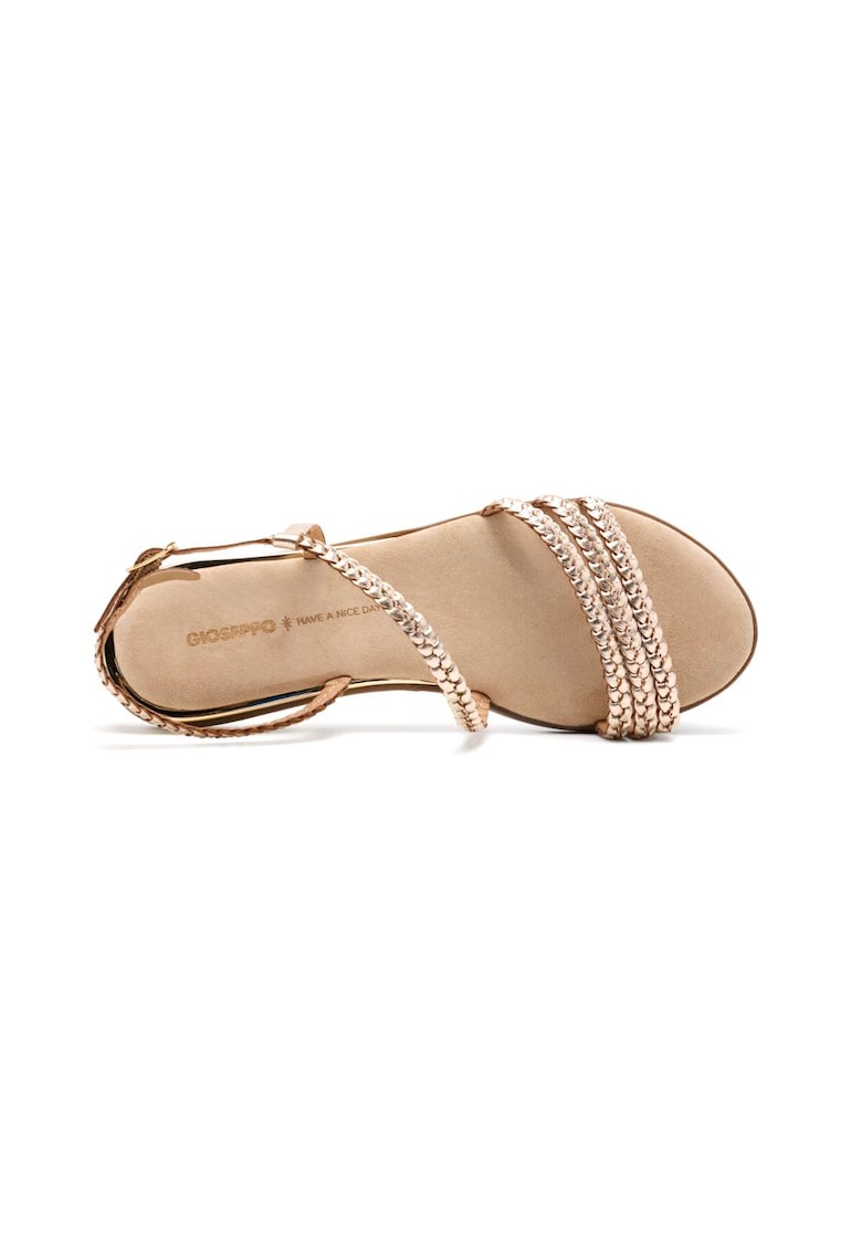 Sandale din piele cu talpa joasa si aspect impletit 1 Sandale din piele cu talpa joasa si aspect impletit