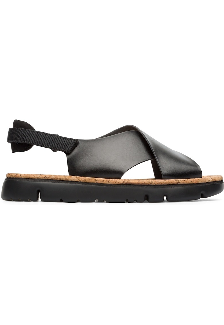 Sandale din piele cu talpa joasa si inchidere velcro Oruga 1 Sandale din piele cu talpa joasa si inchidere velcro Oruga