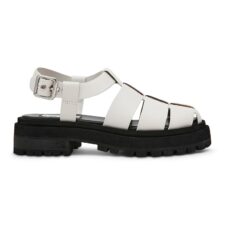 Sandale din piele cu talpa plata si catarama