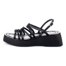 Sandale din piele cu talpa wedge Astrid