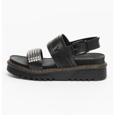 Sandale din piele cu talpa wedge si aplicatii cu tinte Adel