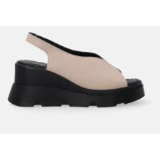 Sandale din piele cu talpa wedge si bareta elastica