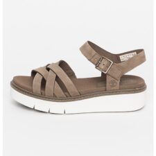 Sandale din piele cu talpa wedge si barete incrucisate Safari Dawn