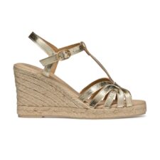 Sandale din piele cu talpa wedge si catarama