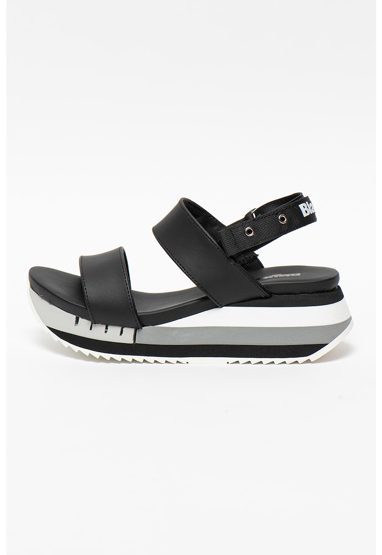 Sandale din piele cu talpa wedge si garnitura din material textil Charlotte 1 Sandale din piele cu talpa wedge si garnitura din material textil Charlotte