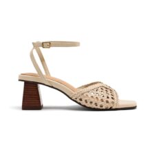 Sandale din piele cu toc masiv Burnside