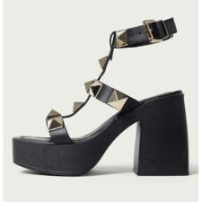 Sandale din piele cu toc masiv Kathya