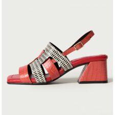 Sandale din piele cu toc masiv Thalia