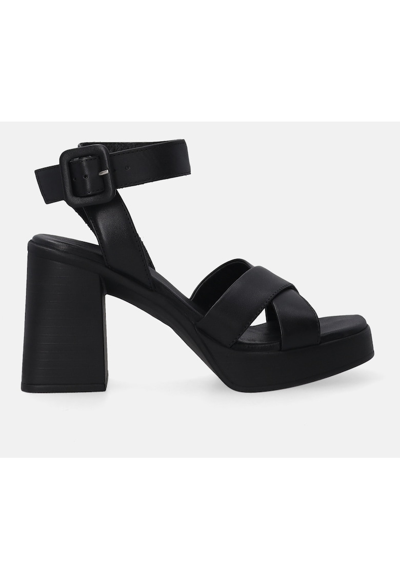 Sandale din piele cu toc masiv si bareta pe glezna 1 Sandale din piele cu toc masiv si bareta pe glezna