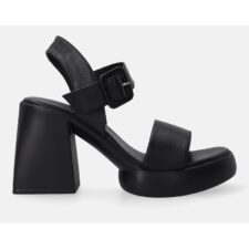 Sandale din piele cu toc masiv si platforma