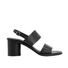 Sandale din piele  cu toc rotund