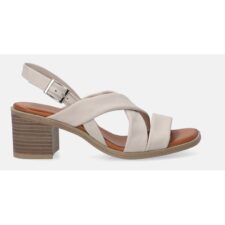 Sandale din piele cu toc si barete incrucisate