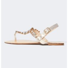 Sandale din piele ecologica cu aplicatii cu strasuri