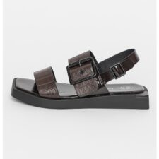 Sandale din piele ecologica cu aspect de piele de crocodil