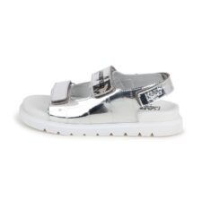 Sandale din piele ecologica cu aspect metalizat