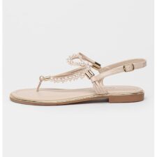 Sandale din piele ecologica cu bareta separatoare la nivelul degetelor Kira