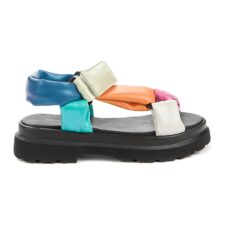 Sandale din piele ecologica cu barete multicolore