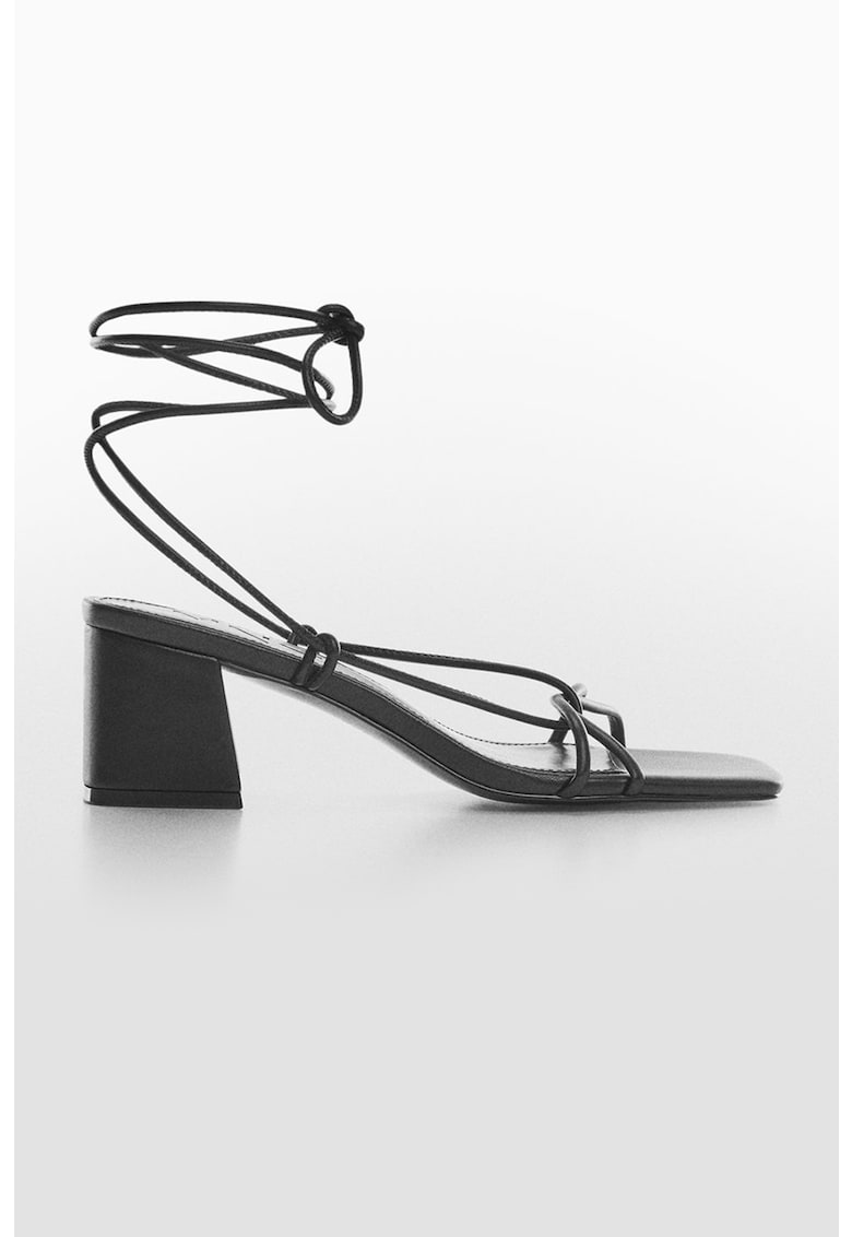 Sandale din piele ecologica cu barete multiple si toc masiv Cindy 1 Sandale din piele ecologica cu barete multiple si toc masiv Cindy