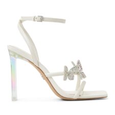 Sandale din piele ecologica cu detalii in forma de fluture din strasuri Laylia