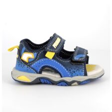 Sandale din piele ecologica cu inchidere velcro si detalii contrastante