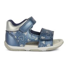 Sandale din piele ecologica cu inchidere velcro si imprimeu