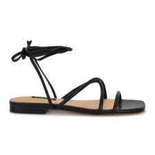 Sandale din piele ecologica cu talpa plata si varf patrat Mikila