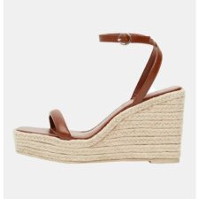 Sandale din piele ecologica cu talpa wedge si varf patrat Carmina