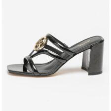 Sandale din piele ecologica cu toc masiv Hampton