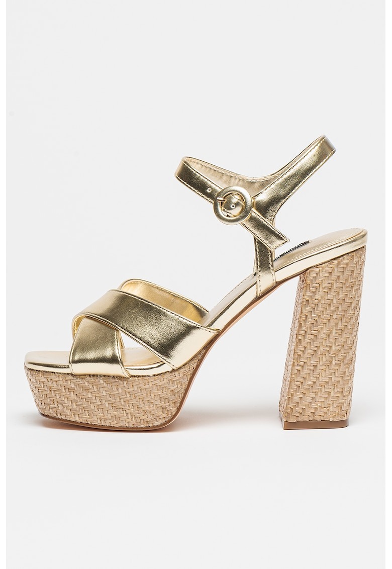 Sandale din piele ecologica cu toc masiv Vallen 1 Sandale din piele ecologica cu toc masiv Vallen