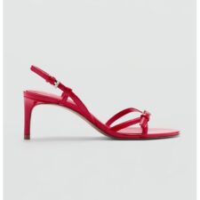 Sandale din piele ecologica cu toc si model cu catarama Chai