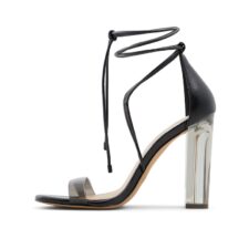 Sandale din piele ecologica cu toc transparent Onardonia