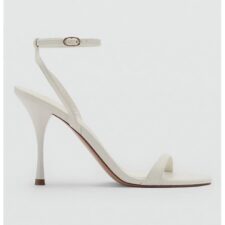 Sandale din piele ecologica cu varf patrat si toc