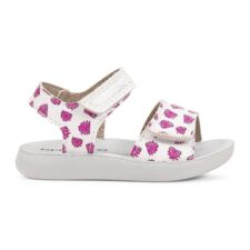 Sandale din piele ecologica cu velcro si model cu inimi