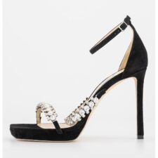 Sandale din piele intoarsa cu aplicatii cu cristale Bing