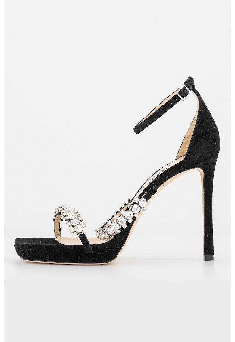Sandale din piele intoarsa cu aplicatii cu cristale Bing 1 Sandale din piele intoarsa cu aplicatii cu cristale Bing