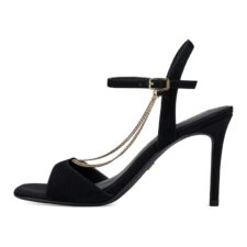 Sandale din piele intoarsa cu aplicatii cu lant