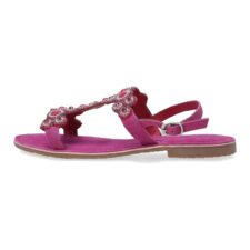 Sandale din piele intoarsa cu aplicatii decorative din margele