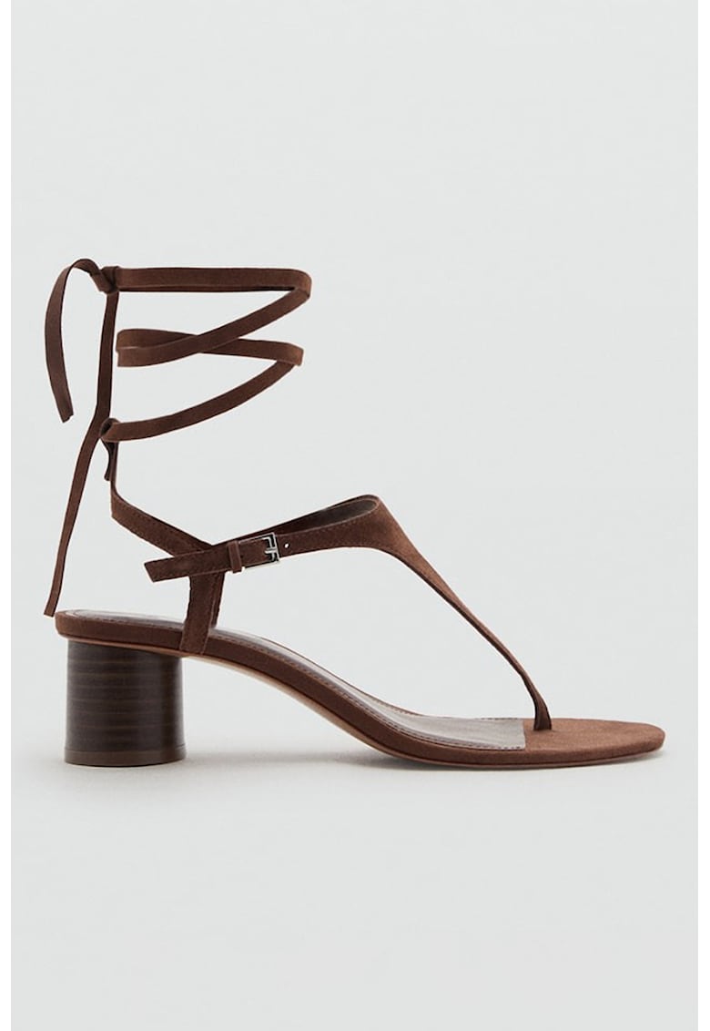 Sandale din piele intoarsa cu bareta separatoare 1 Sandale din piele intoarsa cu bareta separatoare