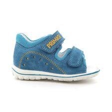 Sandale din piele intoarsa cu inchidere velcro si detalii logo