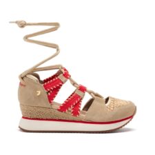 Sandale din piele intoarsa cu talpa demi-wedge