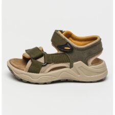 Sandale din piele intoarsa cu talpa plata si velcro