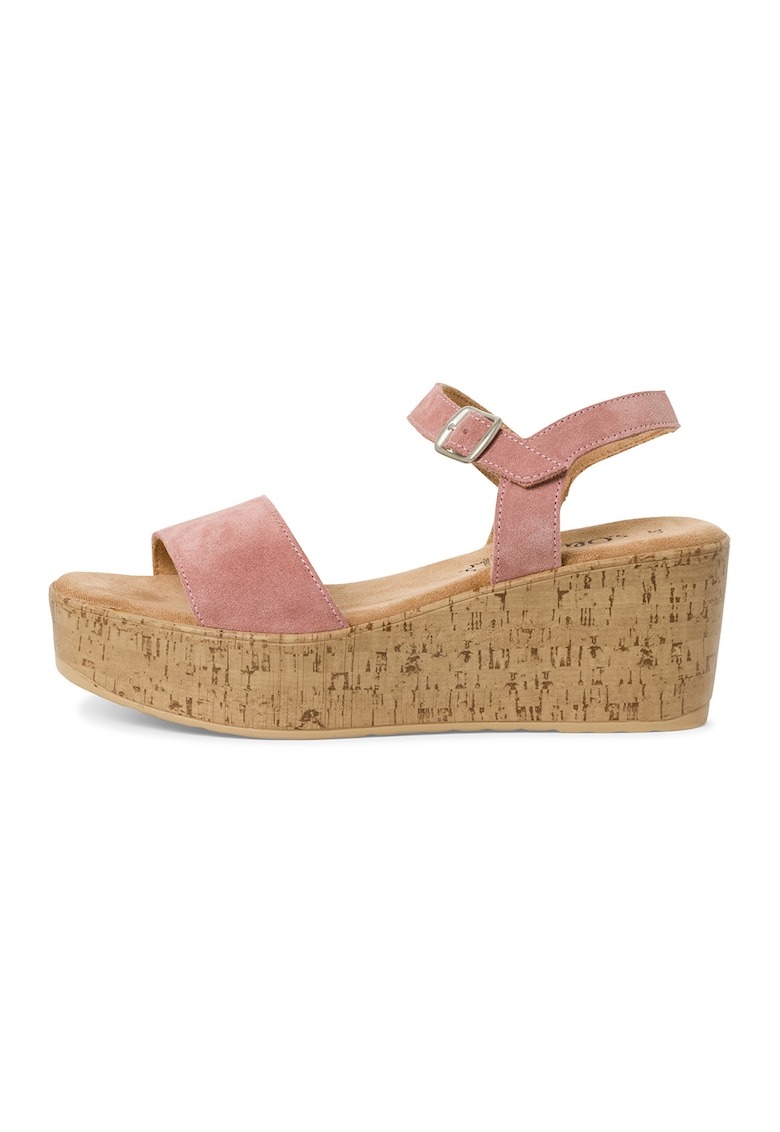 Sandale din piele intoarsa cu talpa wedge 1 Sandale din piele intoarsa cu talpa wedge