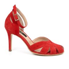 Sandale din piele intoarsa cu toc Coral