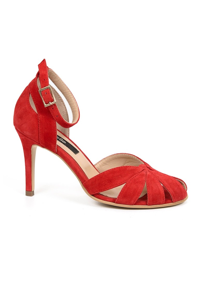 Sandale din piele intoarsa cu toc Coral 1 Sandale din piele intoarsa cu toc Coral