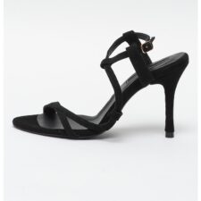 Sandale din piele intoarsa cu toc inalt